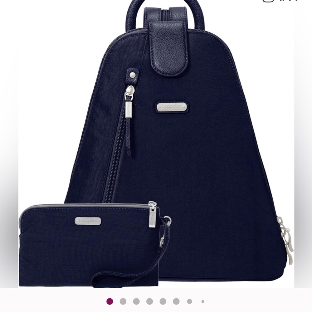 Baggallini Metro Blue Backpack with Streamlined Design and Durable Fabric